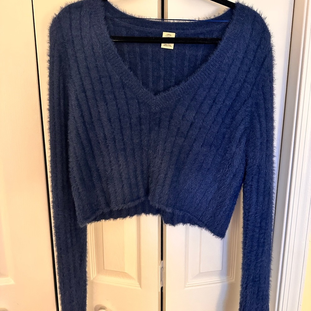 Urban Outfitters Cropped Navy Sweater